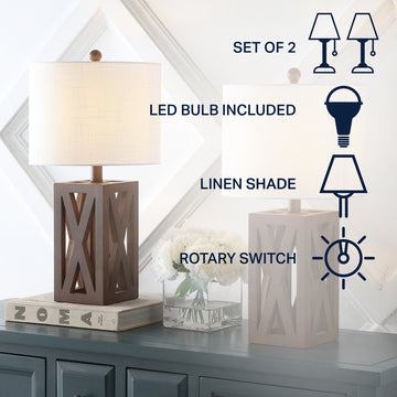 Stewart 21.5" Wood LED Table Lamp - JONATHAN Y